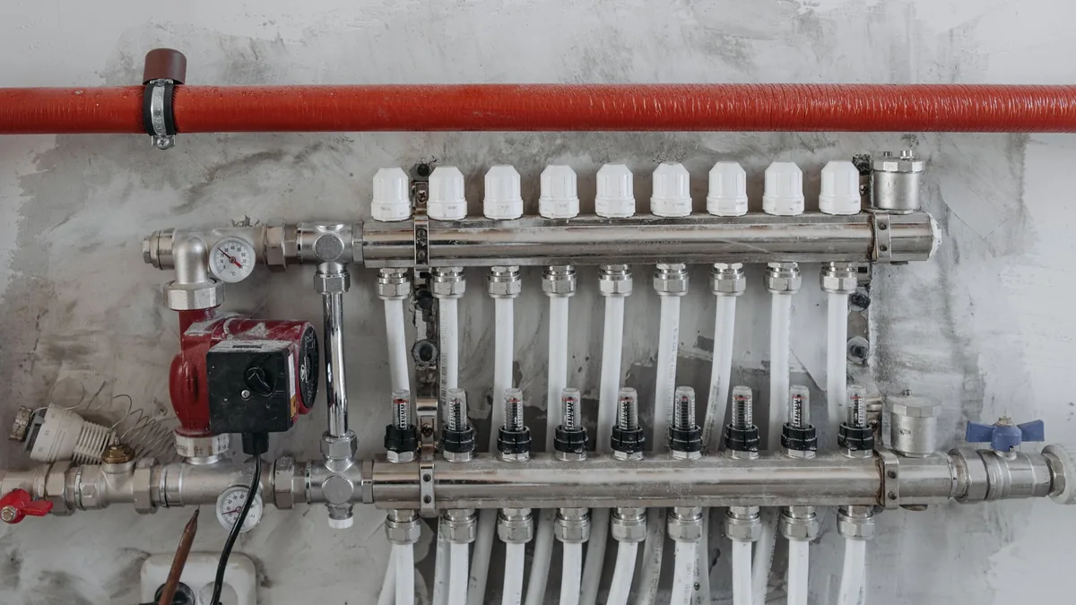 Manifold and PEX loops for a radiant heating system